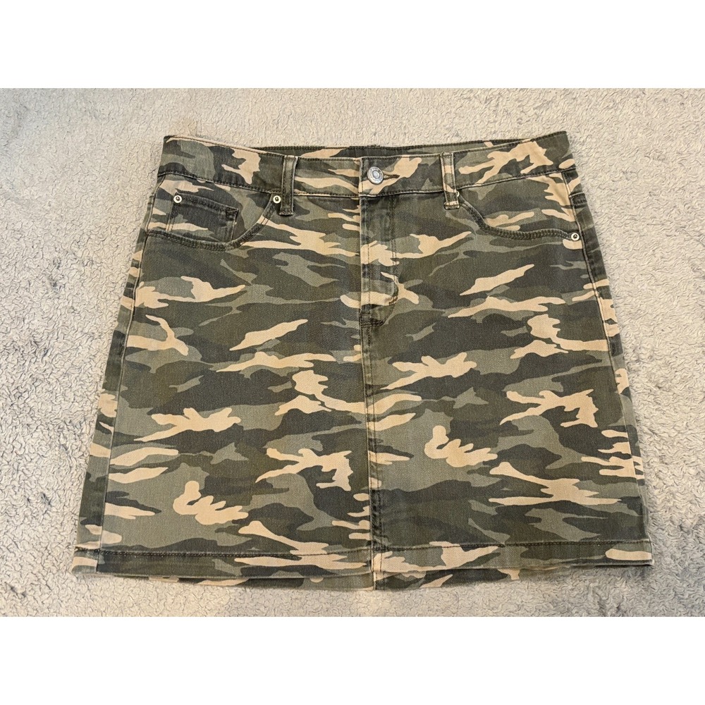 Kensie Jeans Camo Mini Skirt Womens 4/27 Green Camouflage Denim Short Skirt